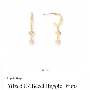 Sophie Harper Gold Huggie Drop Earrings